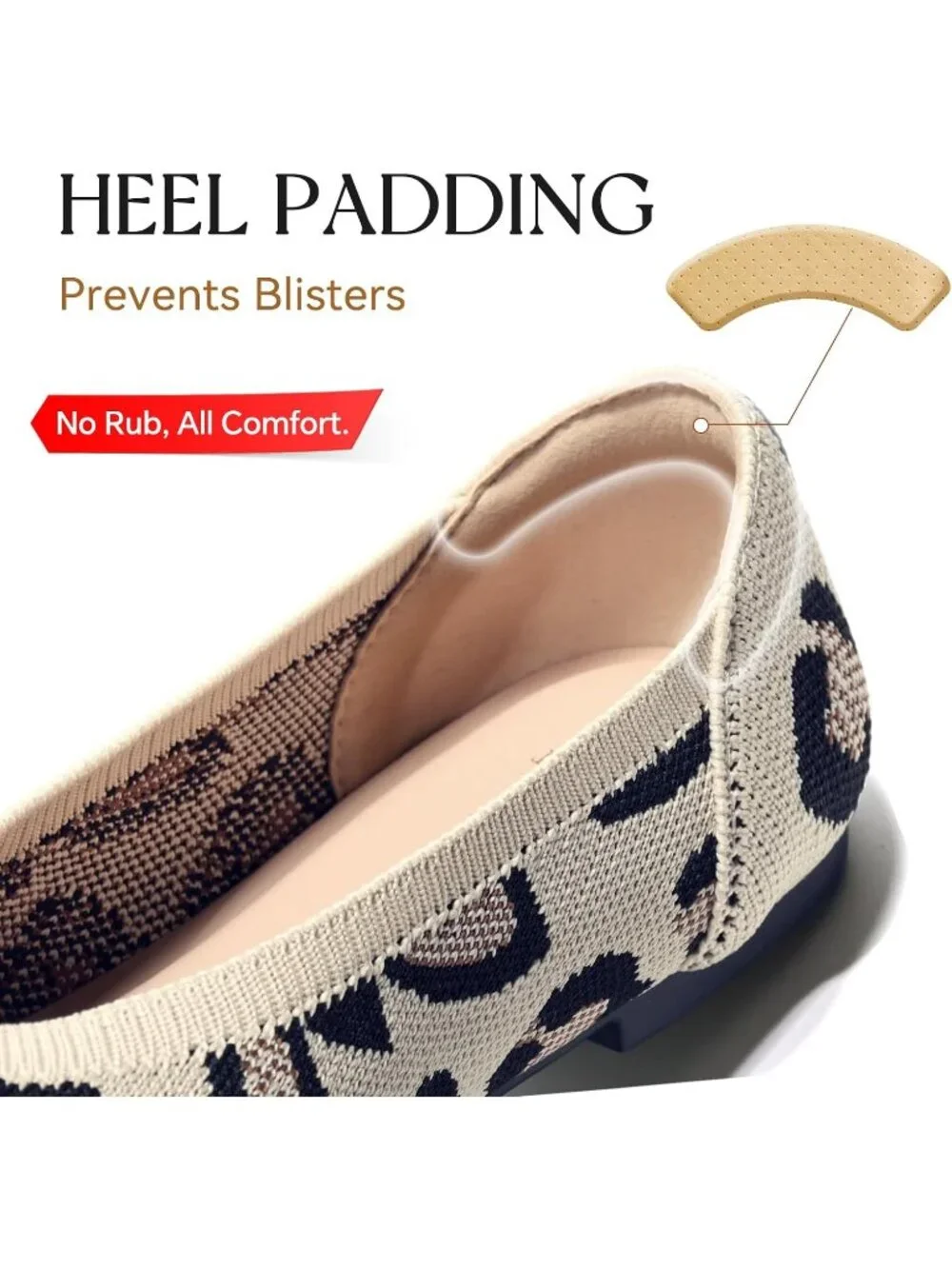 Women's Leopard  Pointed Toe Comfort Foldable Slip On Knit Ballet Flat Shoes